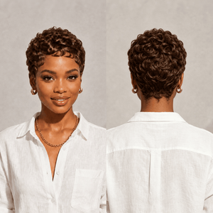 BeQueen Wig PIXIE WIGS dark brown Bequeen Small Wave Pixie Cut No Lace Wig Special Style (4 Colors)