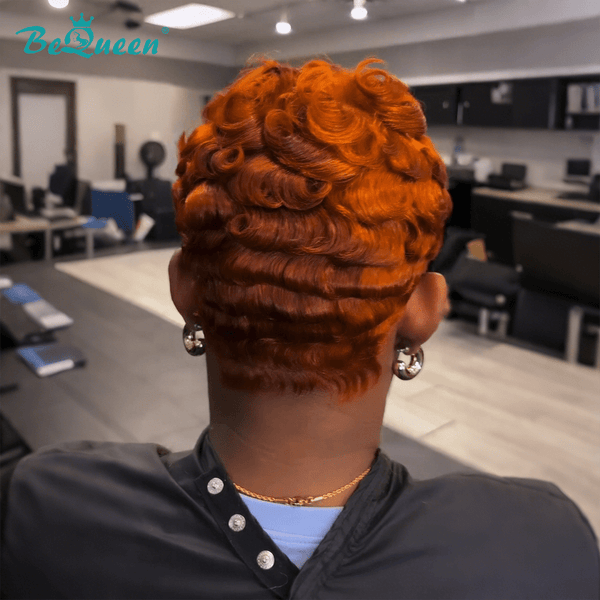 BeQueen Wig PIXIE WIGS Bequeen Sunset Dark Orange Wave Pixie Wig