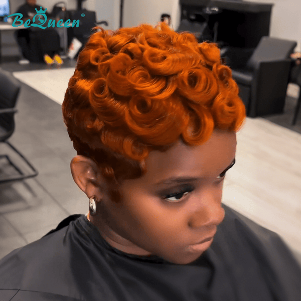 BeQueen Wig PIXIE WIGS Bequeen Sunset Dark Orange Wave Pixie Wig