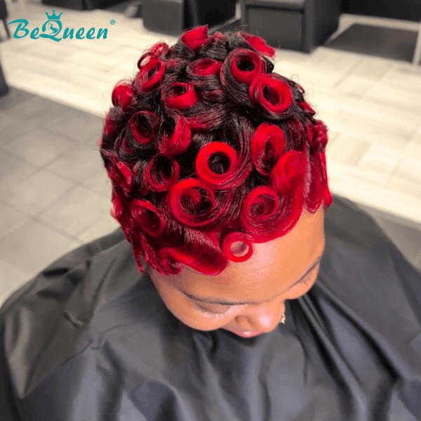 BeQueen Wig PIXIE WIGS Bequeen Sunset Dark Orange Wave Pixie Wig