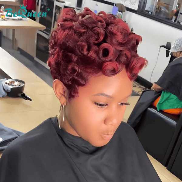BeQueen Wig PIXIE WIGS Bequeen Sunset Dark Orange Wave Pixie Wig
