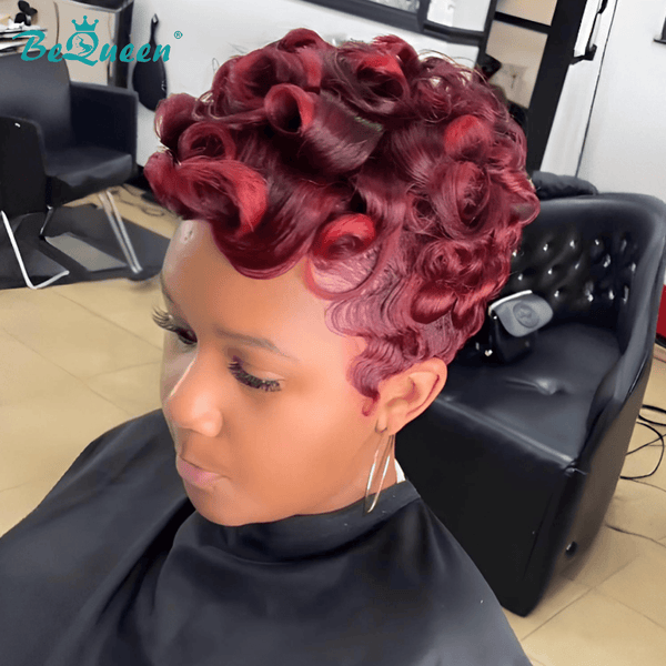 BeQueen Wig PIXIE WIGS Bequeen Sunset Dark Orange Wave Pixie Wig