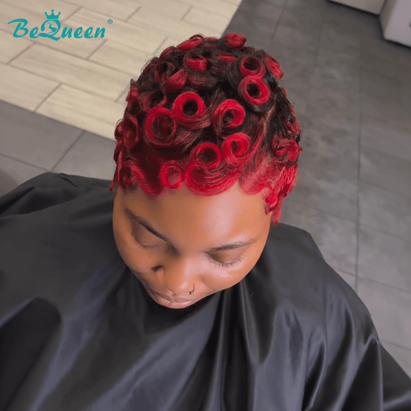 BeQueen Wig PIXIE WIGS Bequeen Sunset Dark Orange Wave Pixie Wig