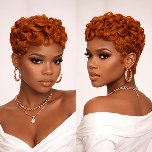 BeQueen Wig PIXIE WIGS Bequeen Sunset Dark Orange Wave Pixie Wig