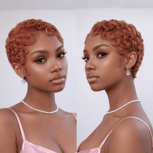 BeQueen Wig PIXIE WIGS Orange Bequeen Sunset Orange Finger Wave Frontal Lace Pixie Wig