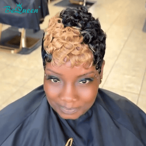 BeQueen Wig PIXIE WIGS Bequeen Two-Color Finger Wave Pixie Cut Wig