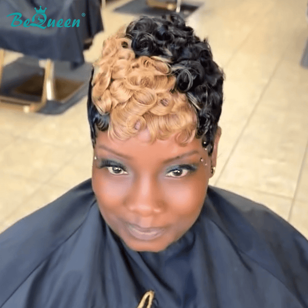 BeQueen Wig PIXIE WIGS Bequeen Two-Color Finger Wave Pixie Cut Wig