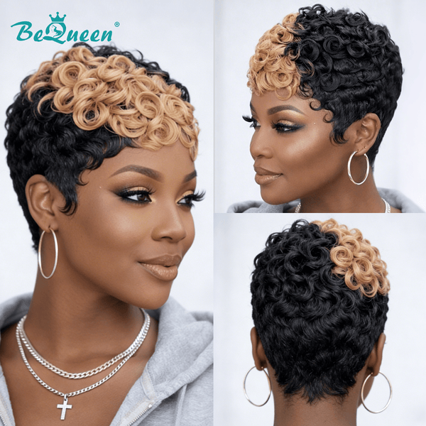BeQueen Wig PIXIE WIGS Bequeen Two-Color Finger Wave Pixie Cut Wig