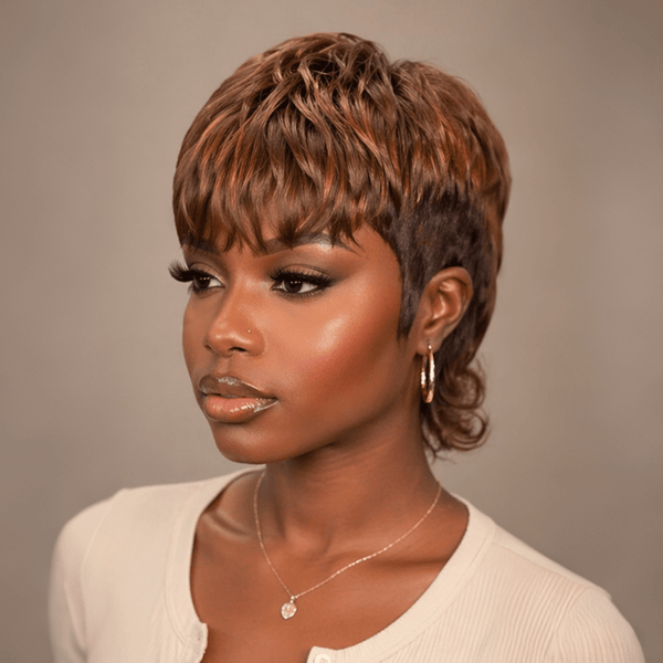 BeQueen Wig PIXIE WIGS Bequeen Two Colors Machine Made Mullet Wig