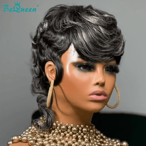 BeQueen Wig Mullet Wig Bequeen Velvet Silver Mullet Glueless Wig
