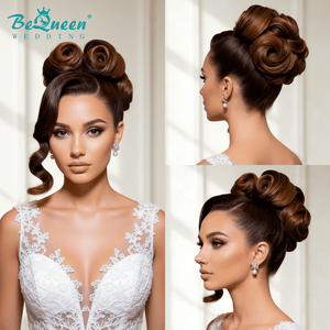BeQueen Wig WEDDING WIG Bequeen Voluminous Jet Black Mixed Brown Retro Updo Wedding Wig