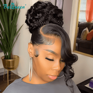 BeQueen Wig WEDDING WIG Bequeen Voluminous Jet Black Retro Updo Wedding Wig