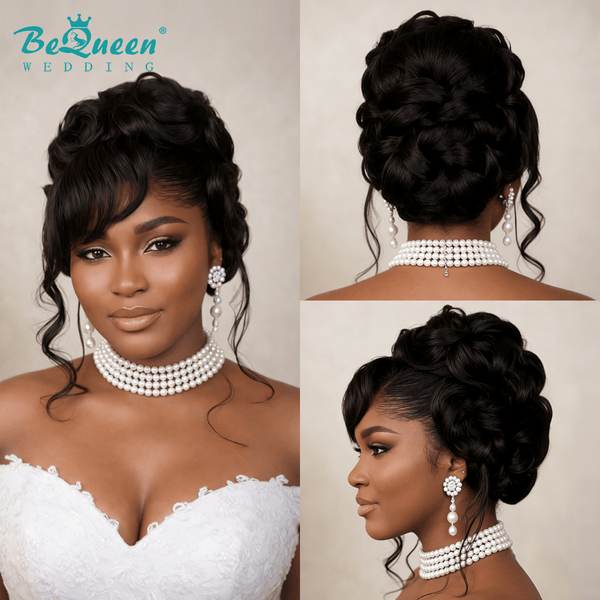 BeQueen Wig WEDDING WIG Bequeen Voluminous Jet Black Updo Wedding Wig