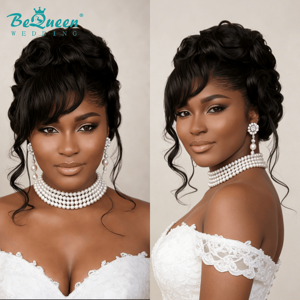 BeQueen Wig WEDDING WIG Bequeen Voluminous Jet Black Updo Wedding Wig