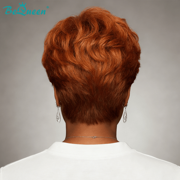 BeQueen Wig PIXIE WIGS Bequeen Warm Amber Auburn Brown Natrual Style Glueless lace Wig