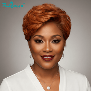 BeQueen Wig PIXIE WIGS Bequeen Warm Amber Auburn Brown Natrual Style Glueless lace Wig