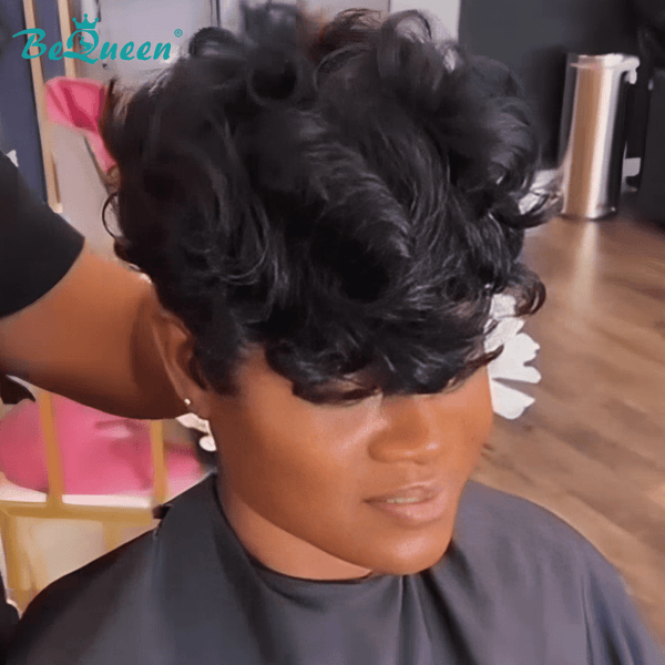 BeQueen Wig PIXIE WIGS Bequeen Wave Natural Black Fashion Full Lace Wig