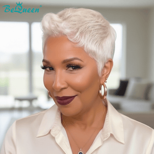 BeQueen Wig PIXIE WIGS Bequeen White Vintage Short Cut Pixie Wig