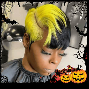 BeQueen Wig PIXIE WIGS Bequeen Yellow Side Part Short Cut Pixie Wig