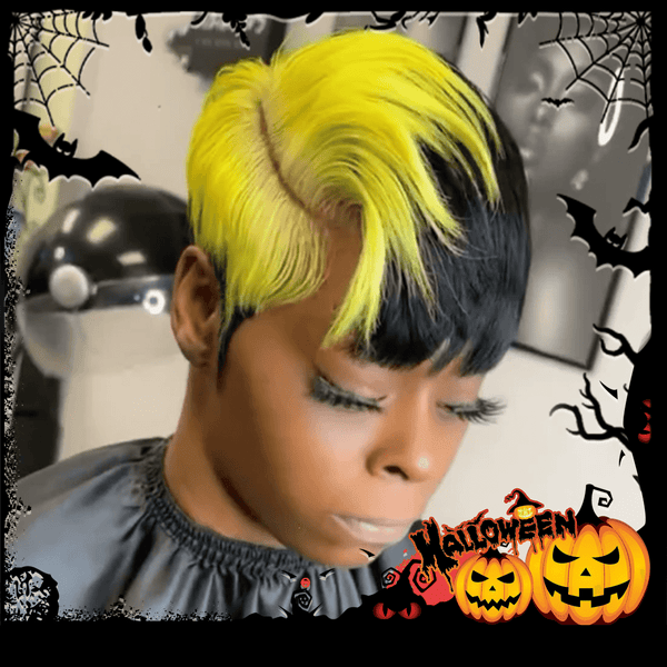 BeQueen Wig PIXIE WIGS Bequeen Yellow Side Part Short Cut Pixie Wig