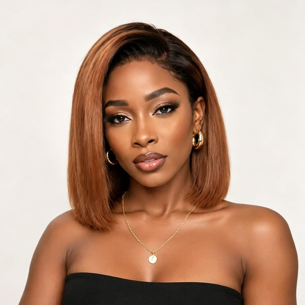 BeQueenWig Glueless Lace Wig As pic / 12 inches（As Pic） Bequeen 13X4 Lace 1B Root Kinky Glueless Customized Wig