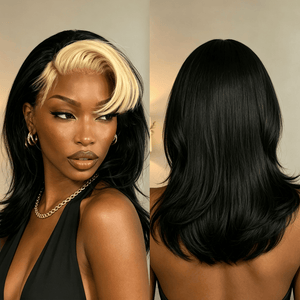 BeQueenWig BEQUEEN 13×4 Lace Frontal Highlight Blonde Side Part 12 Inch Long Full Cap Wig