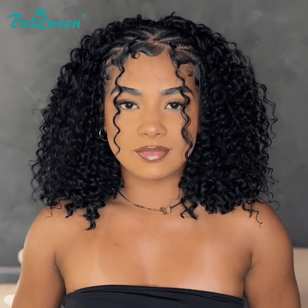 BeQueenWig Sexy Braid Lace Wig Bequeen 1B Curly Sexy Frontal Braided Bob Wig