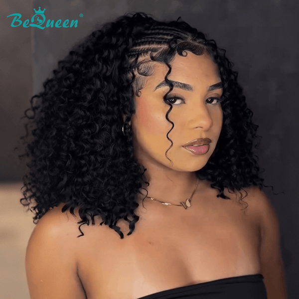 BeQueenWig Sexy Braid Lace Wig Bequeen 1B Curly Sexy Frontal Braided Bob Wig