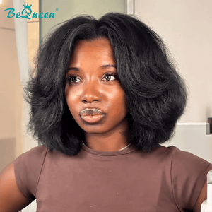 BeQueenWig Bequeen 1B Shaggy Frontal Lace Bob Wig