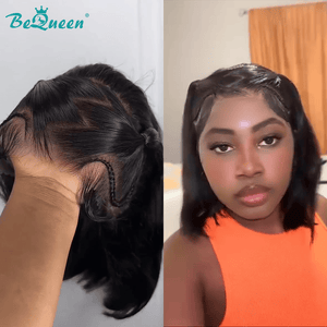 BeQueenWig PIXIE WIGS Bequeen 1B Short Cut Braided Lace Bob Wig