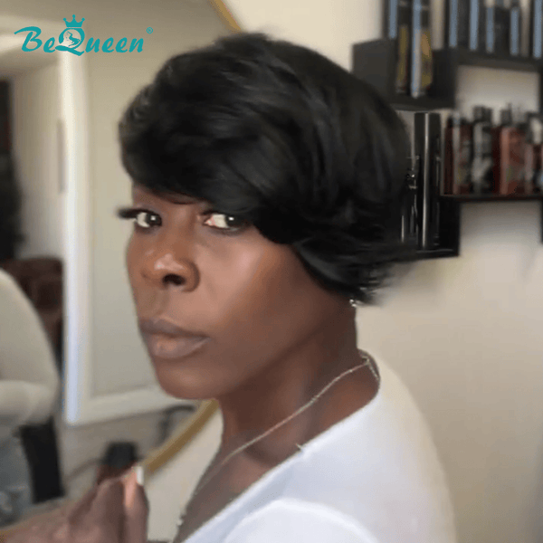 BeQueenWig TOPPER & MOHAWK Bequeen 1B Side Part Easy On/Off Topper