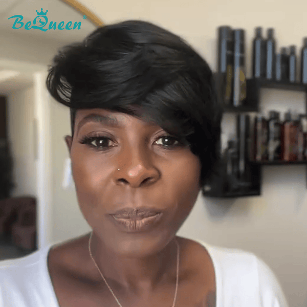 BeQueenWig TOPPER & MOHAWK Bequeen 1B Side Part Easy On/Off Topper