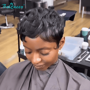 BeQueenWig PIXIE WIGS Bequeen 1B Special Style Wave Pixie Wig