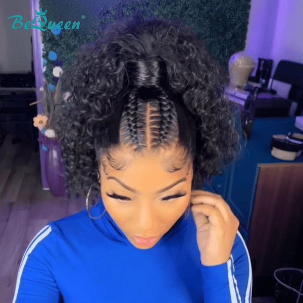 BeQueenWig Sexy Braid Lace Wig Bequeen 1B Twist Curly Sexy Braid Ponytail Wig