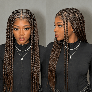 BeQueenWig Sexy Braid Lace Wig Bequeen 28 Inch 100% Human Hair #30 Braided Style Long Wig