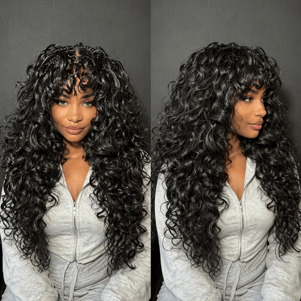BeQueenWig Sexy Braid Lace Wig Bequeen 28 Inch 100% Human Hair Black Sheep-roll Fluffy Wave Braided Style Long Wig