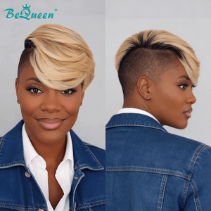 BeQueenWig TOPPER & MOHAWK Bequeen 613 Blonde Side Part Machine Made Topper