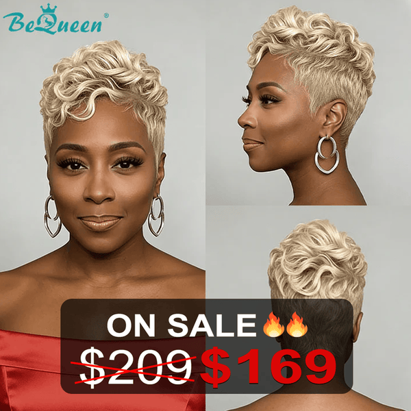 BeQueenWig PIXIE WIGS Bequeen 613 Blonde Waves Pixie Full Lace Wig (Limited Time Sales)