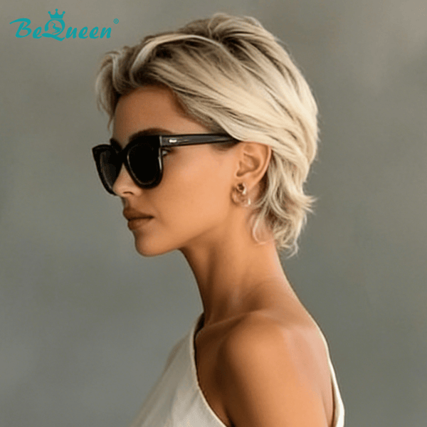 BeQueenWig PIXIE WIGS Bequeen 613 Slick Back Black Root Short Cut Pixie Wig