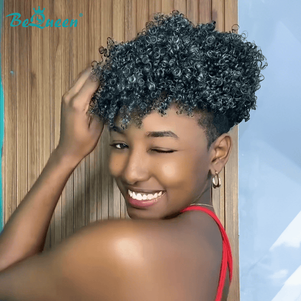 BeQueenWig TOPPER & MOHAWK Bequeen Atrovirens Elastic Curly Topper