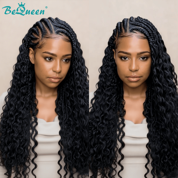 BeQueenWig Sexy Braid Lace Wig Bequeen Black Color Braid Curly Long Wig