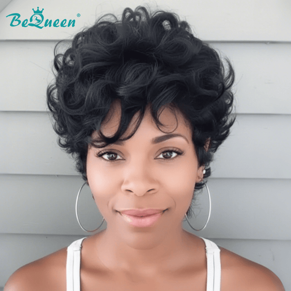 BeQueenWig Mullet Wig Bequeen Black Fluffy Elegance Mullet Wig
