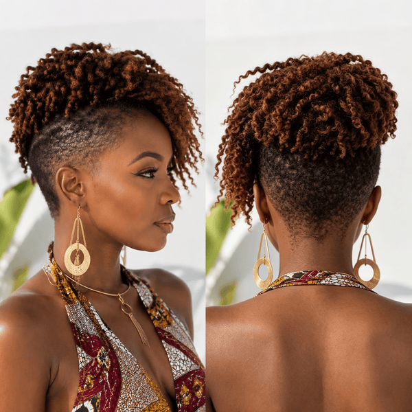 BeQueenWig TOPPER & MOHAWK Bequeen Brown Machine Made Afro Curly  Side Part Topper For Black Women