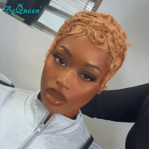 BeQueenWig PIXIE WIGS Bequeen Caramel Brown Finger Wave Pixie Wig