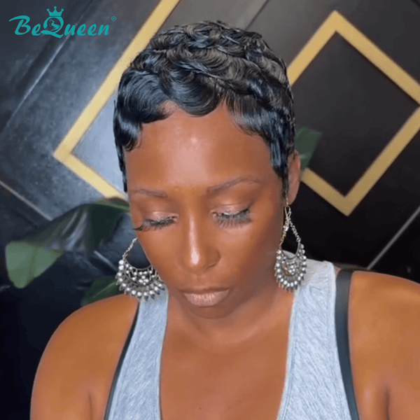 BeQueenWig PIXIE WIGS Bequeen Caramel Brown Finger Wave Pixie Wig