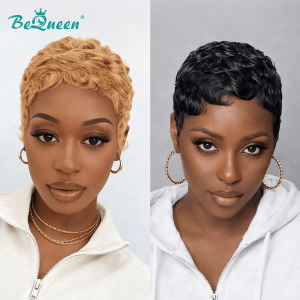 BeQueenWig PIXIE WIGS Bequeen Caramel Brown Finger Wave Pixie Wig