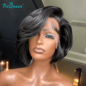BeQueenWig BEQUEEN Chic Short 1B Straight Frontal Lace Bob Wig