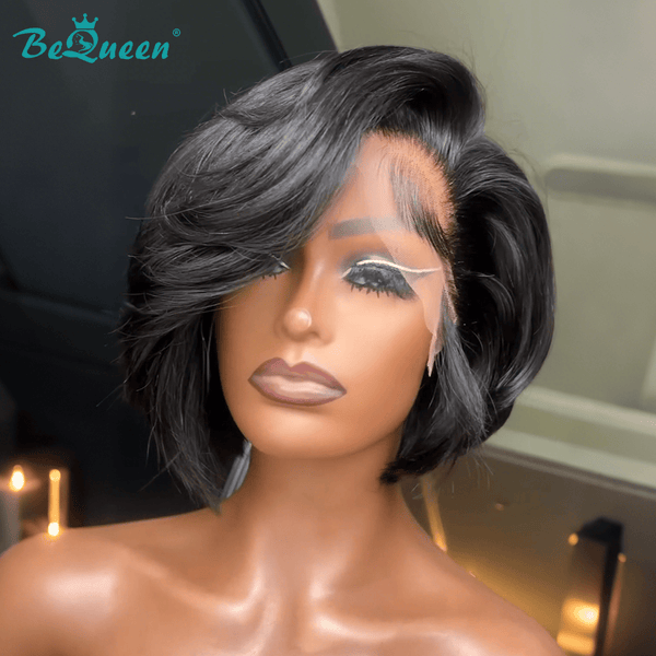 BeQueenWig BEQUEEN Chic Short 1B Straight Frontal Lace Bob Wig