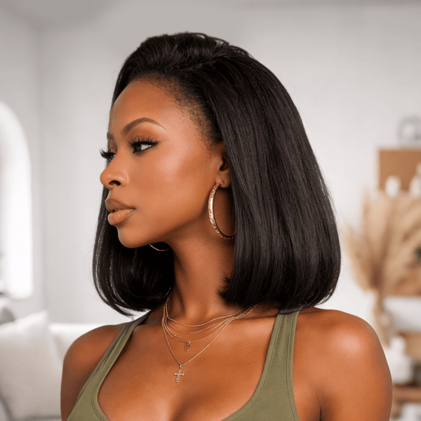 BeQueenWig BEQUEEN Chic Straight Short Cut Bob Wig 100% Human Hair