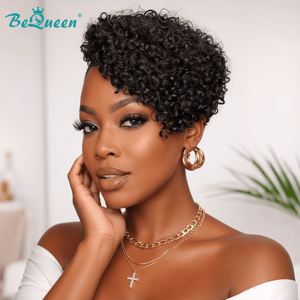 BeQueenWig TOPPER & MOHAWK Bequeen Curly Natural Black Topper